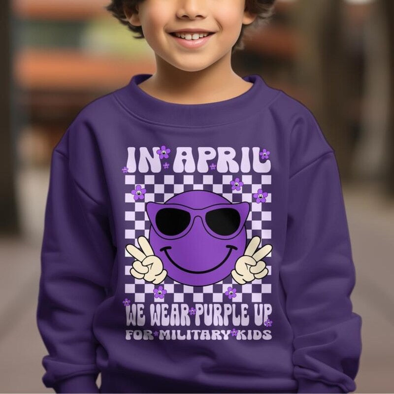 April We Wear Purple Smile with Sunglasses
