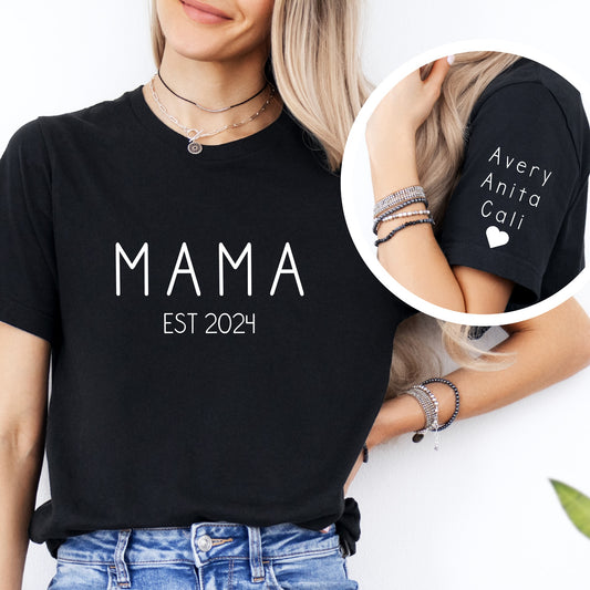 Personalized MAMA Thin Print T-Shirt