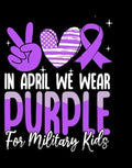 Peace Love Ribbon Purple Military Kids