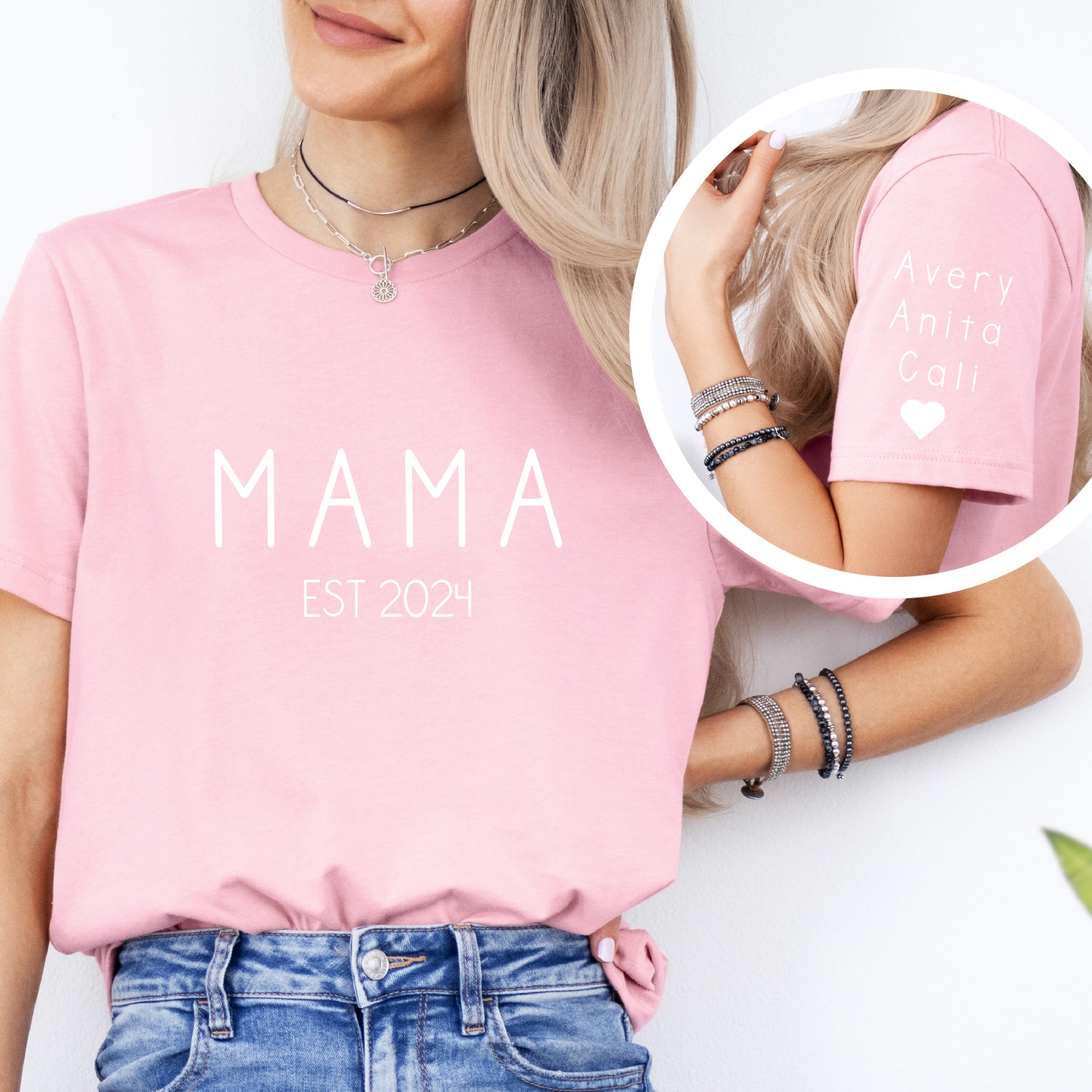 Personalized MAMA Thin Print T-Shirt